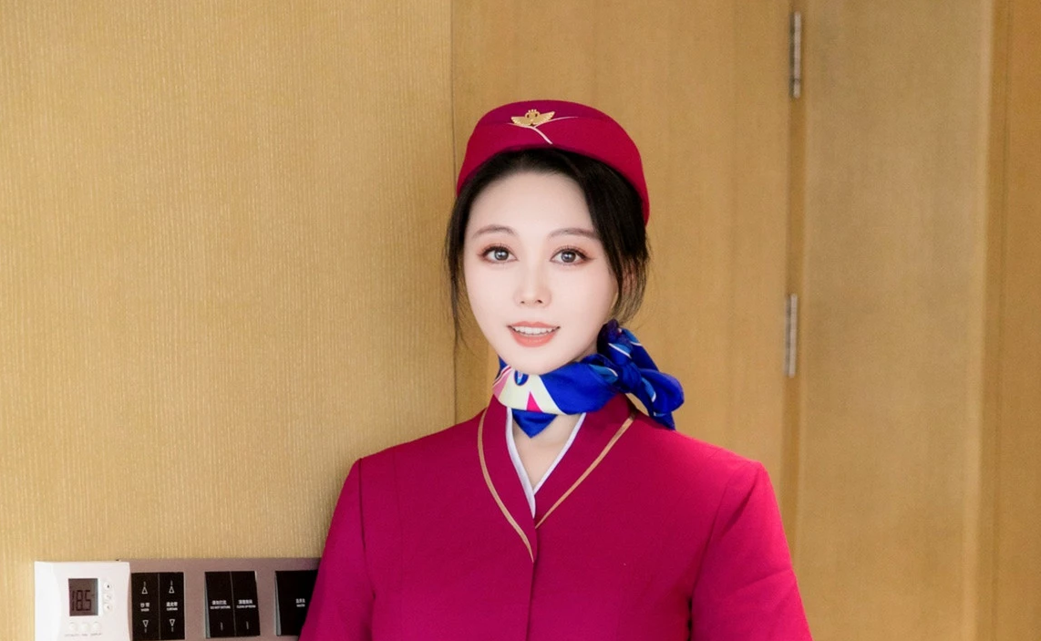 清妙空姐制服配超长薄袜子秀完美身材迷人美腿摄_