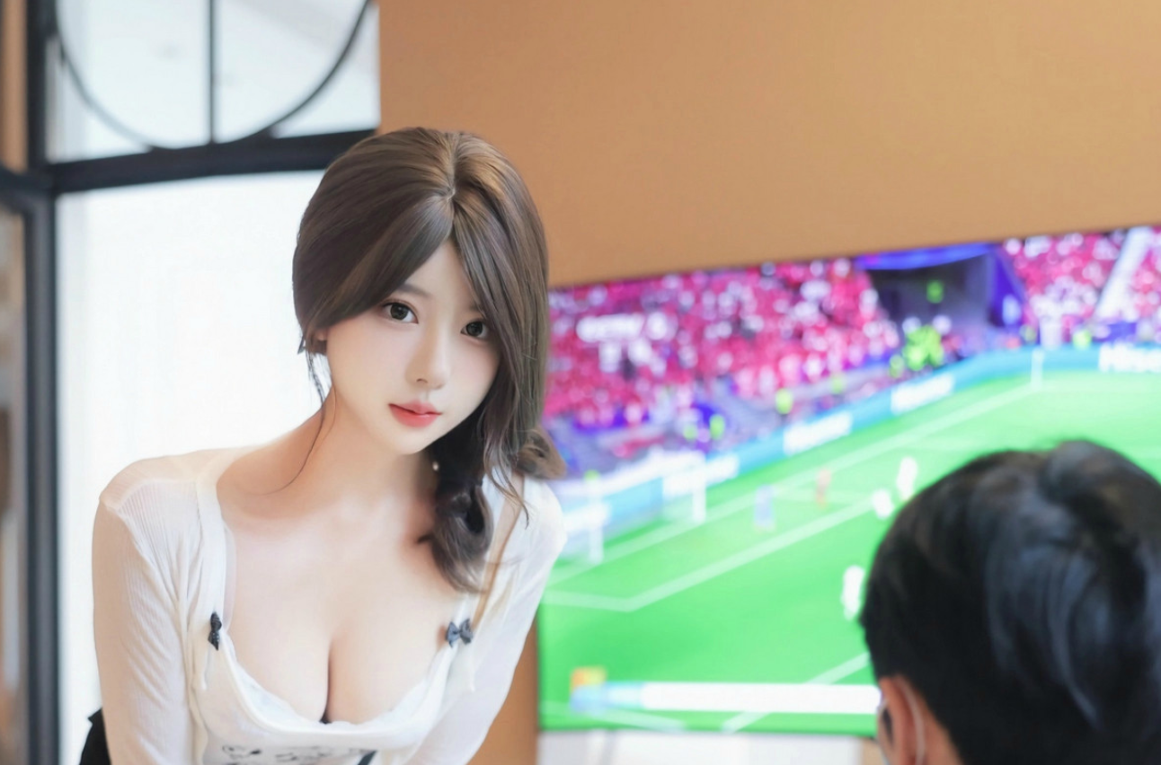 桃妖夭欧洲杯主题白色球服秀曼妙身姿摄影_第1张